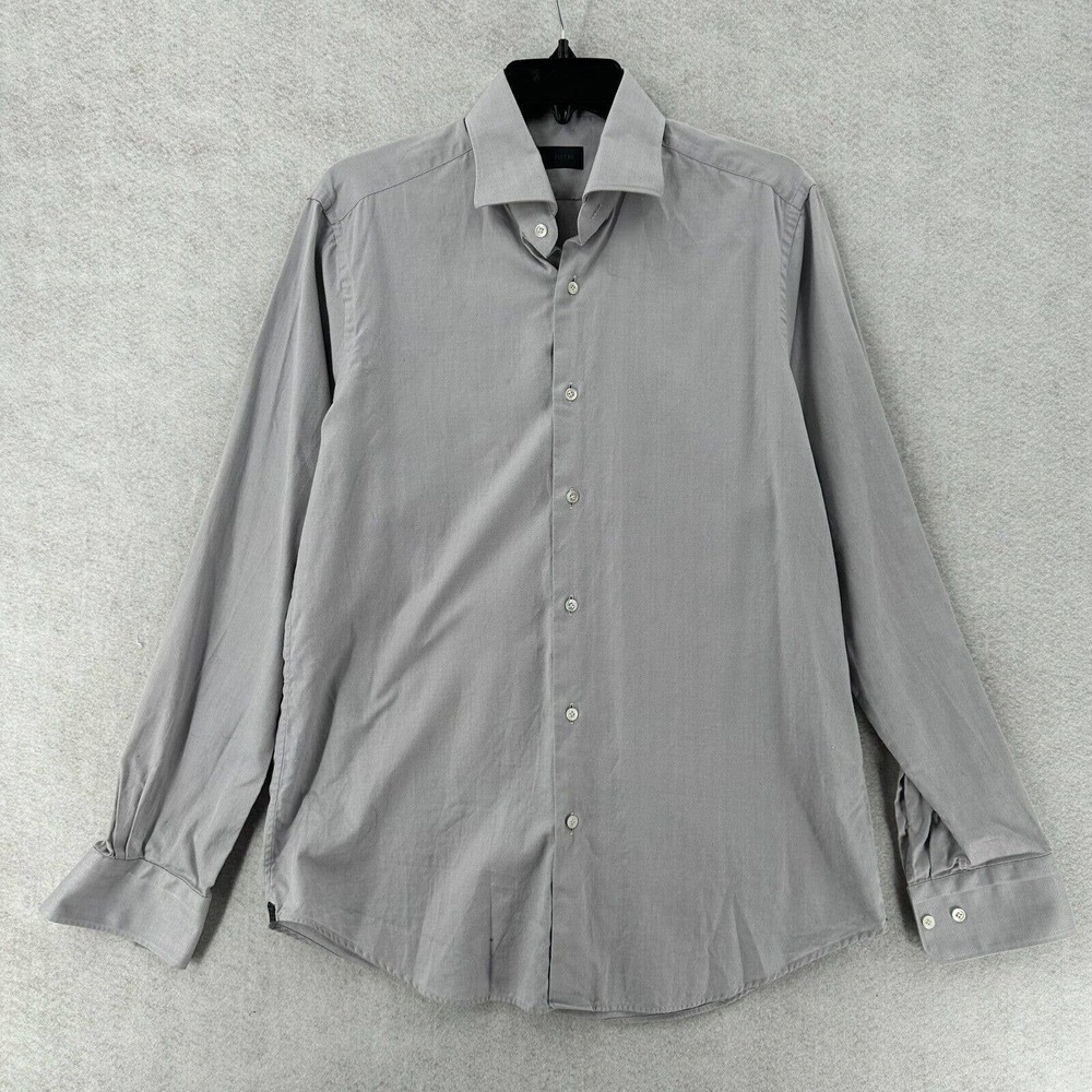 PAL ZILERI Italy Gray Cotton Button-up Casual Shirt Size 15 3/4‎